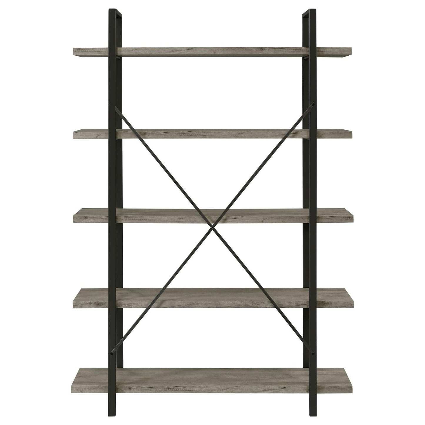 Grey Driftwood and Gunmetal 5-tier Bookcase