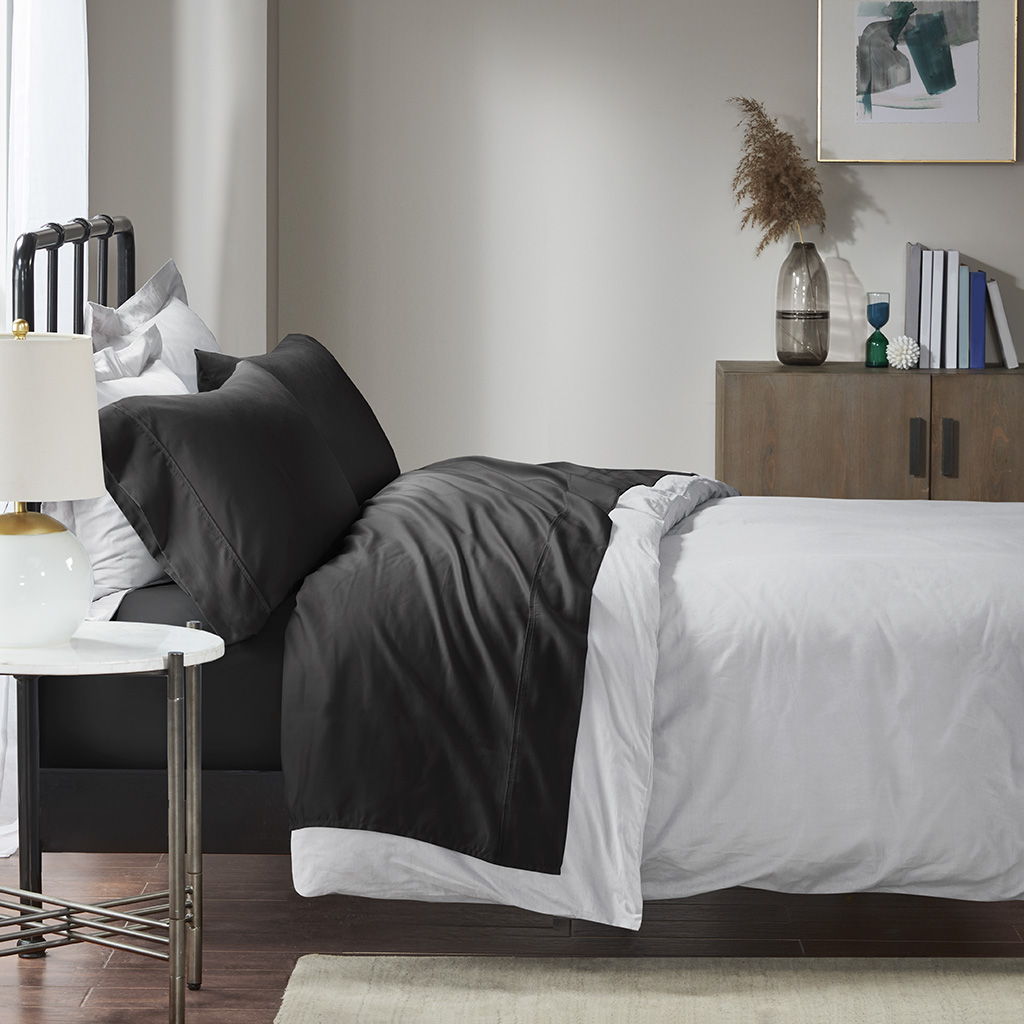 1500 Thread Count - 4 Piece Queen Blend Sheet Set - Black