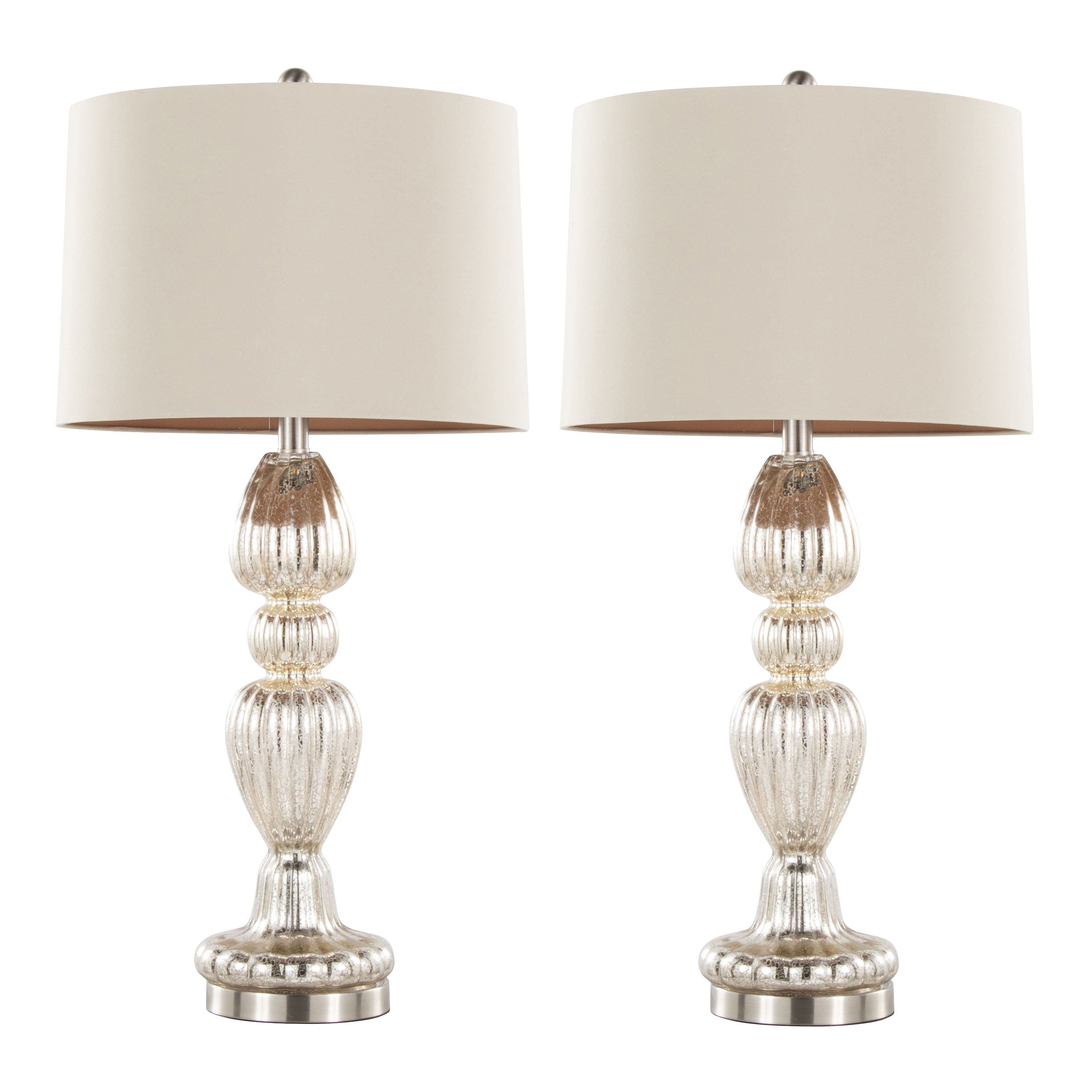 Spade - Contemporary Table Lamp (Set of 2) - Mercury / Nickel / Natural