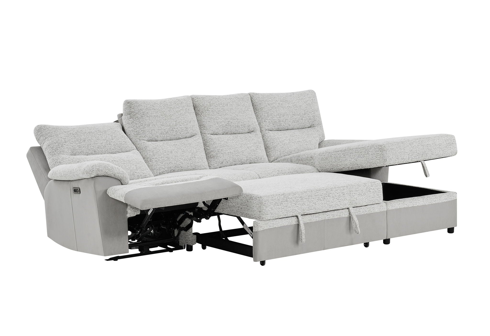 U3822 - Right Facing Chaise With Storage - Light Gray