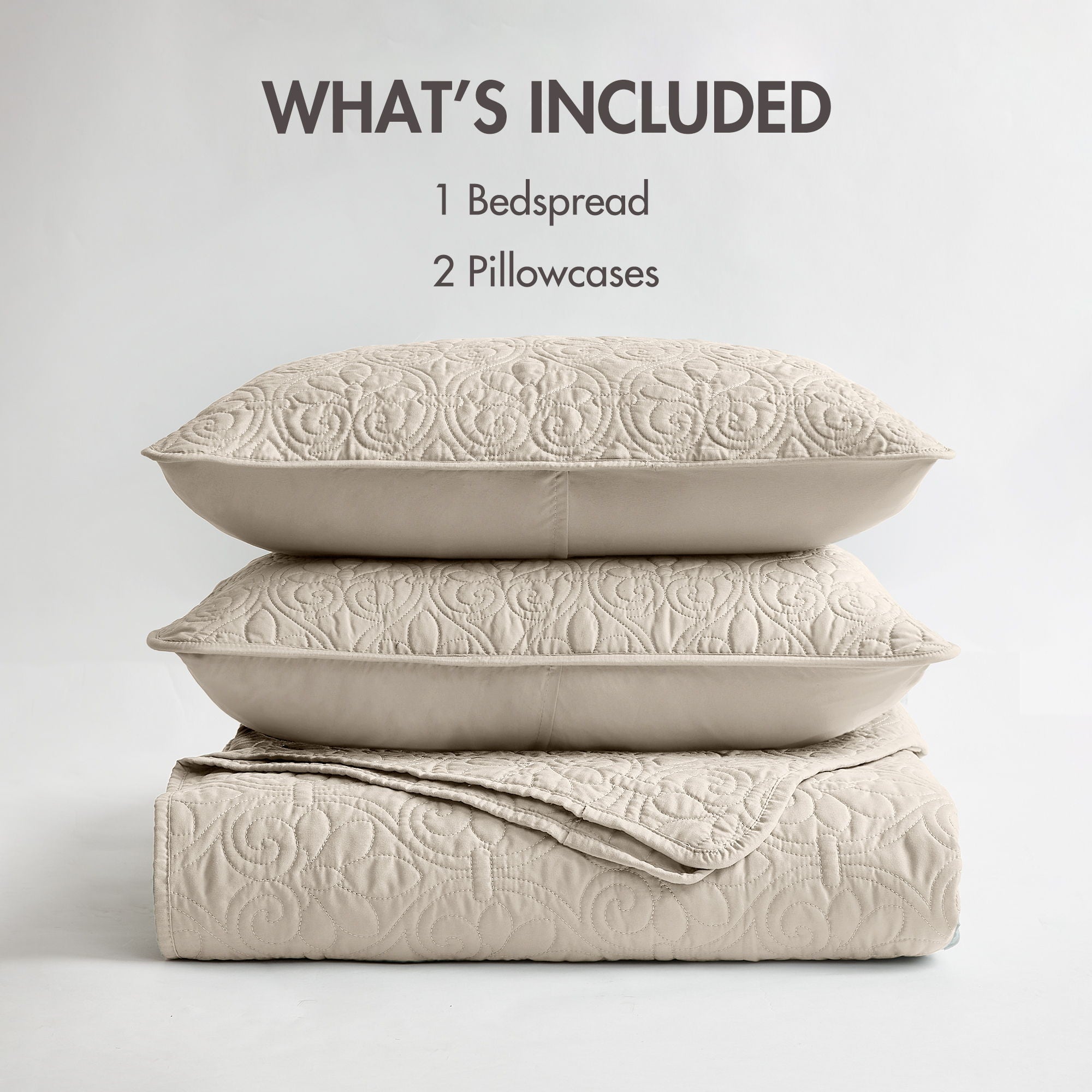 Quebec - Reversible Bedspread Set - Cream