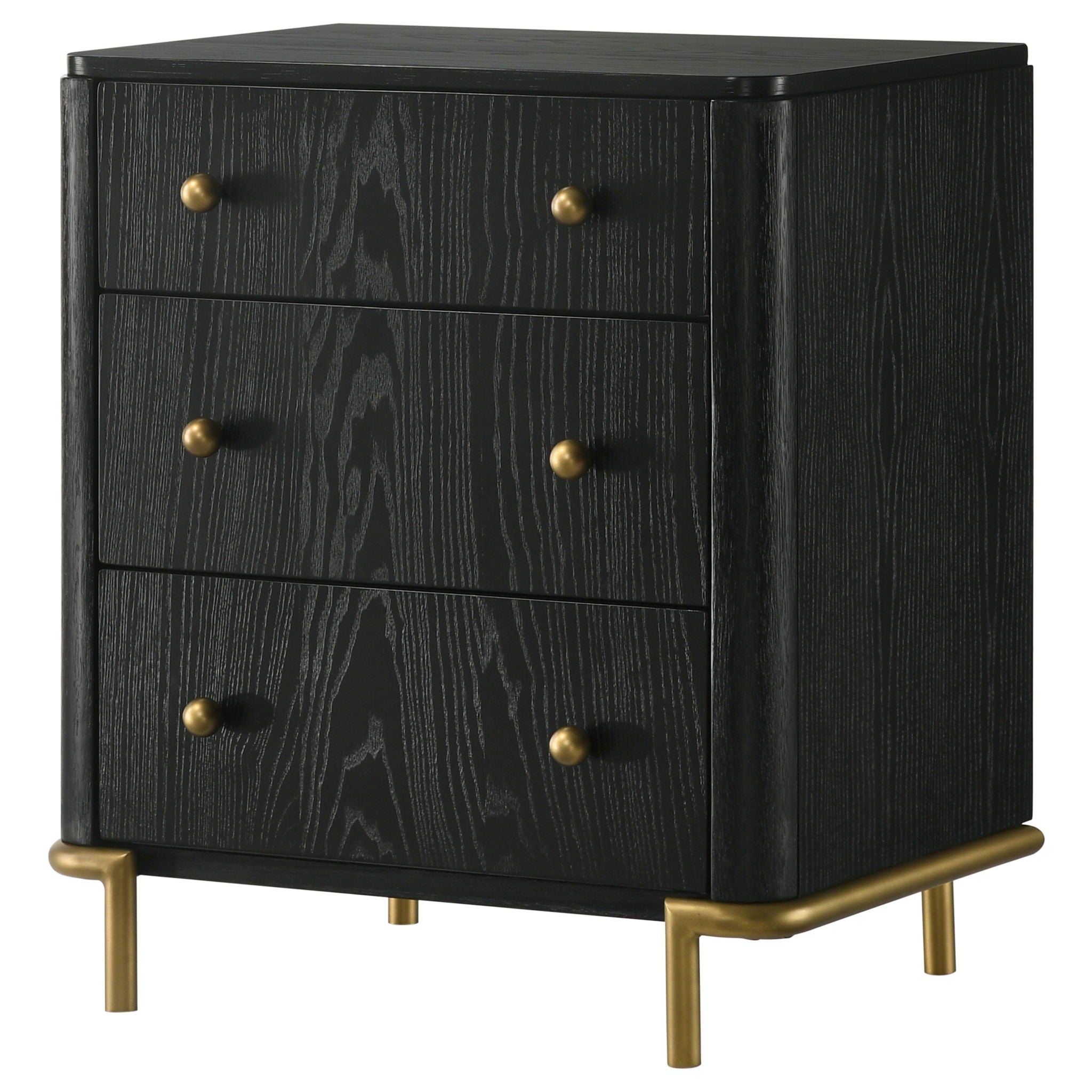 Anser - 3 Drawer Nightstand - Black