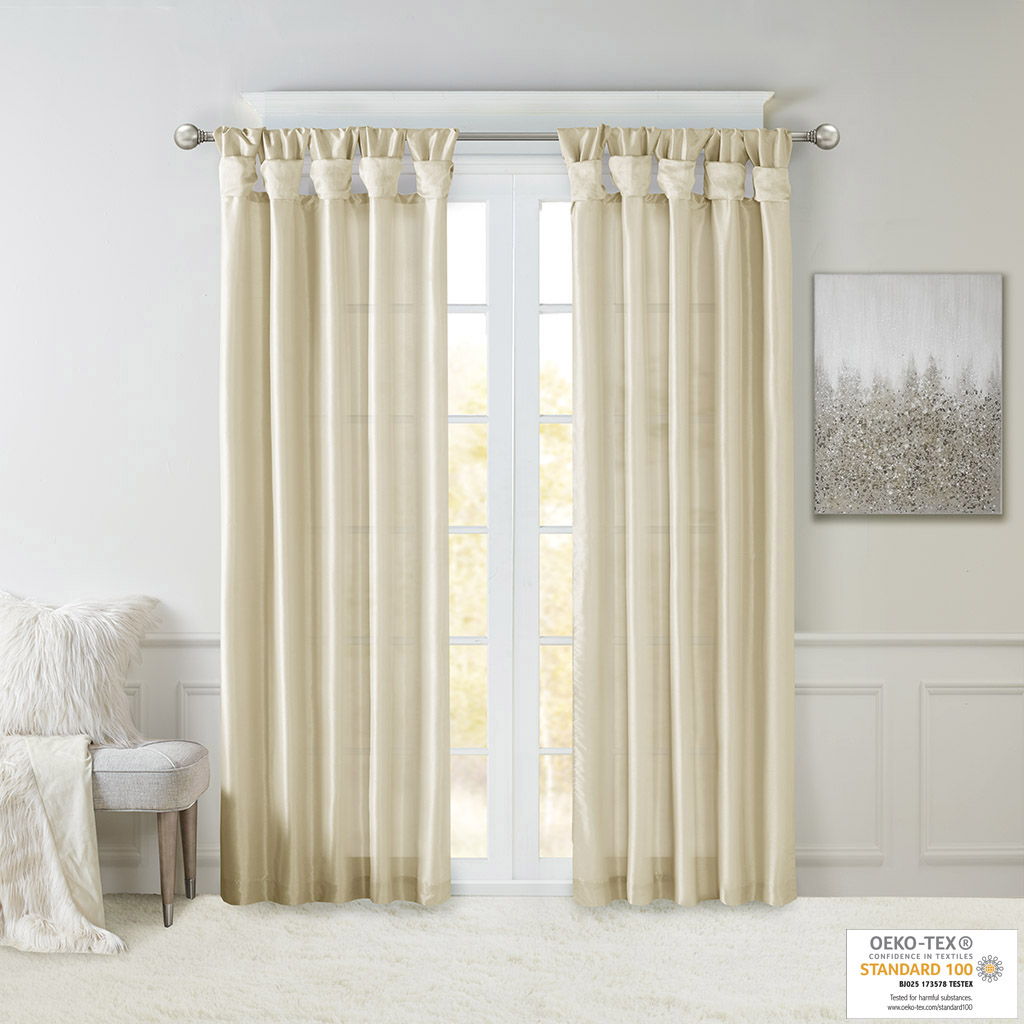 Emilia - 108" Twist Tab Lined Window Curtain - Champagne