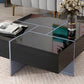 Unique Design Coffee Table with 4 Hidden Storage Compartments, Square Cocktail Table with Extendable Sliding Tabletop, UV High-gloss Design Center Table for Living Room, 31.5"x 31.5"