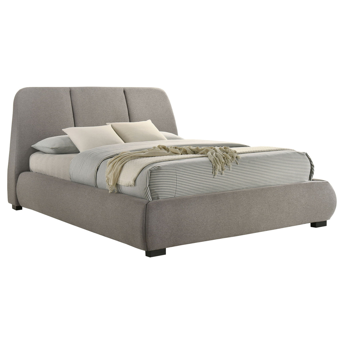 Modern Upholstered Platform Bed With Tufted Headboard