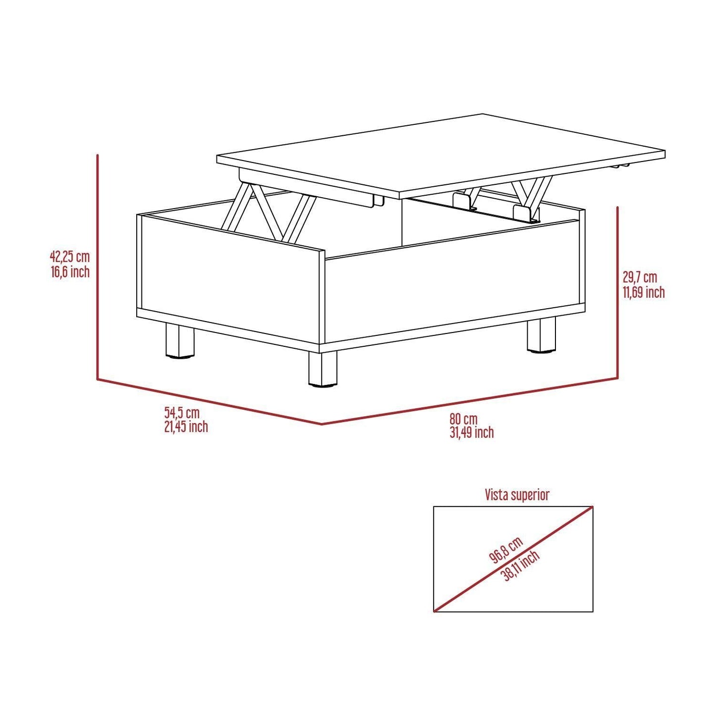 Tilton Rectangle Lift Top  Coffee Table Black Wengue