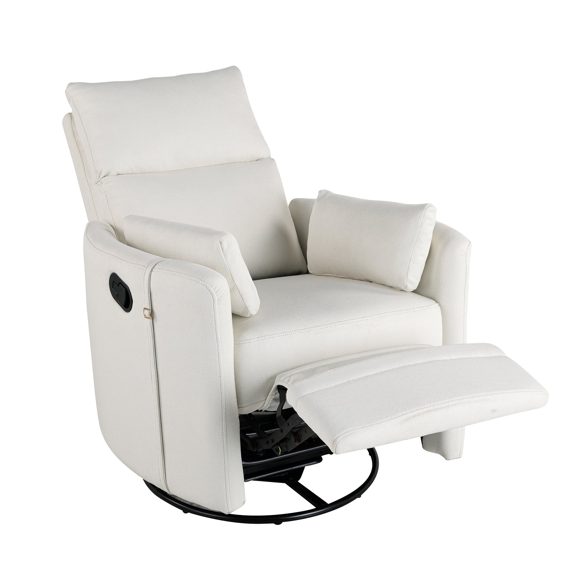 360 Degree Swivel Recliner Theater Recliner Manual Rocker Recliner Chair with Two Removable Pillows for Living Room, Beige