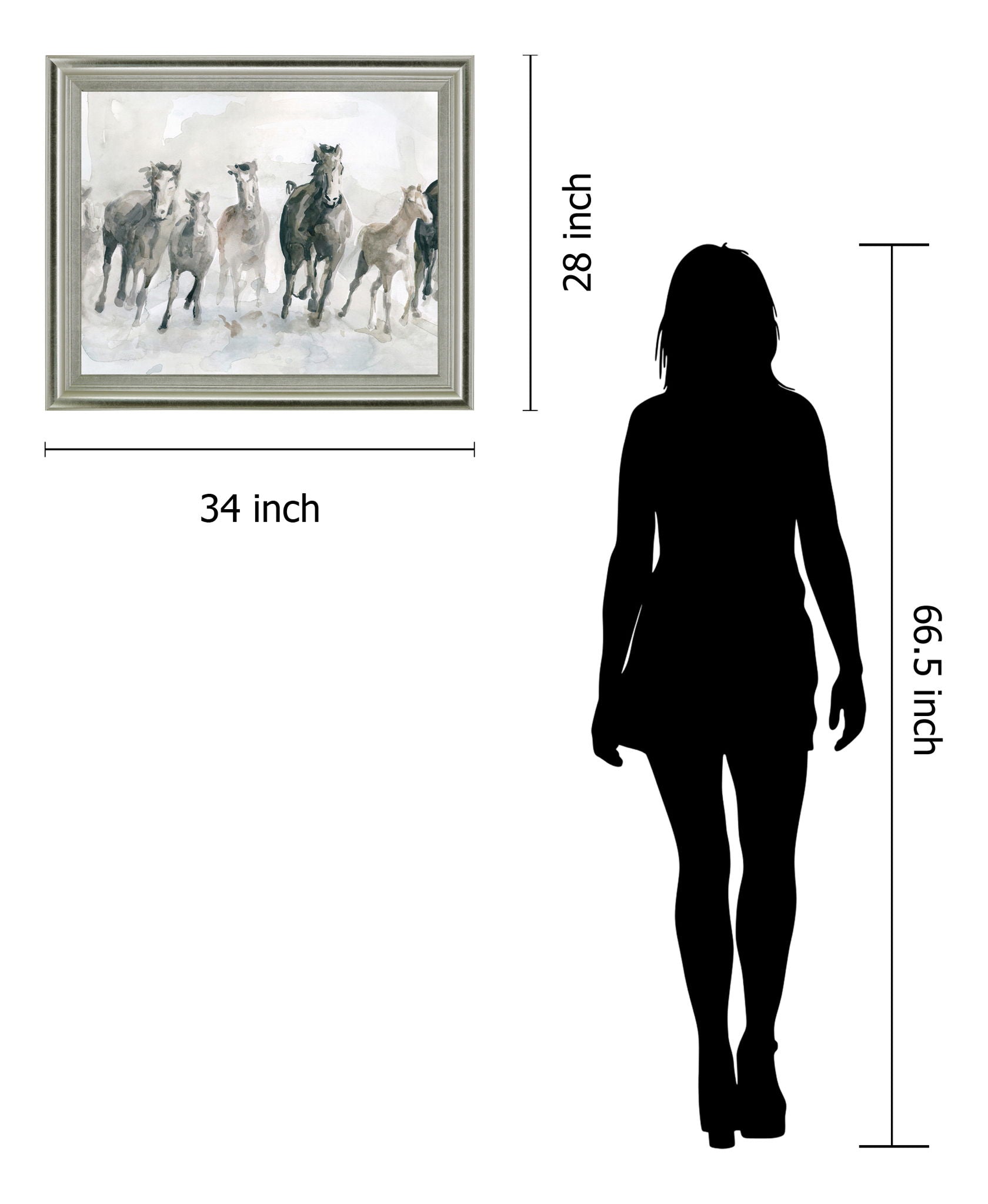 Galloping Mist - 28" x 34" Framed Wall Art - Gray