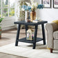 Athens Contemporary Replicated Wood Shelf Coffee Set Table in Black Finish