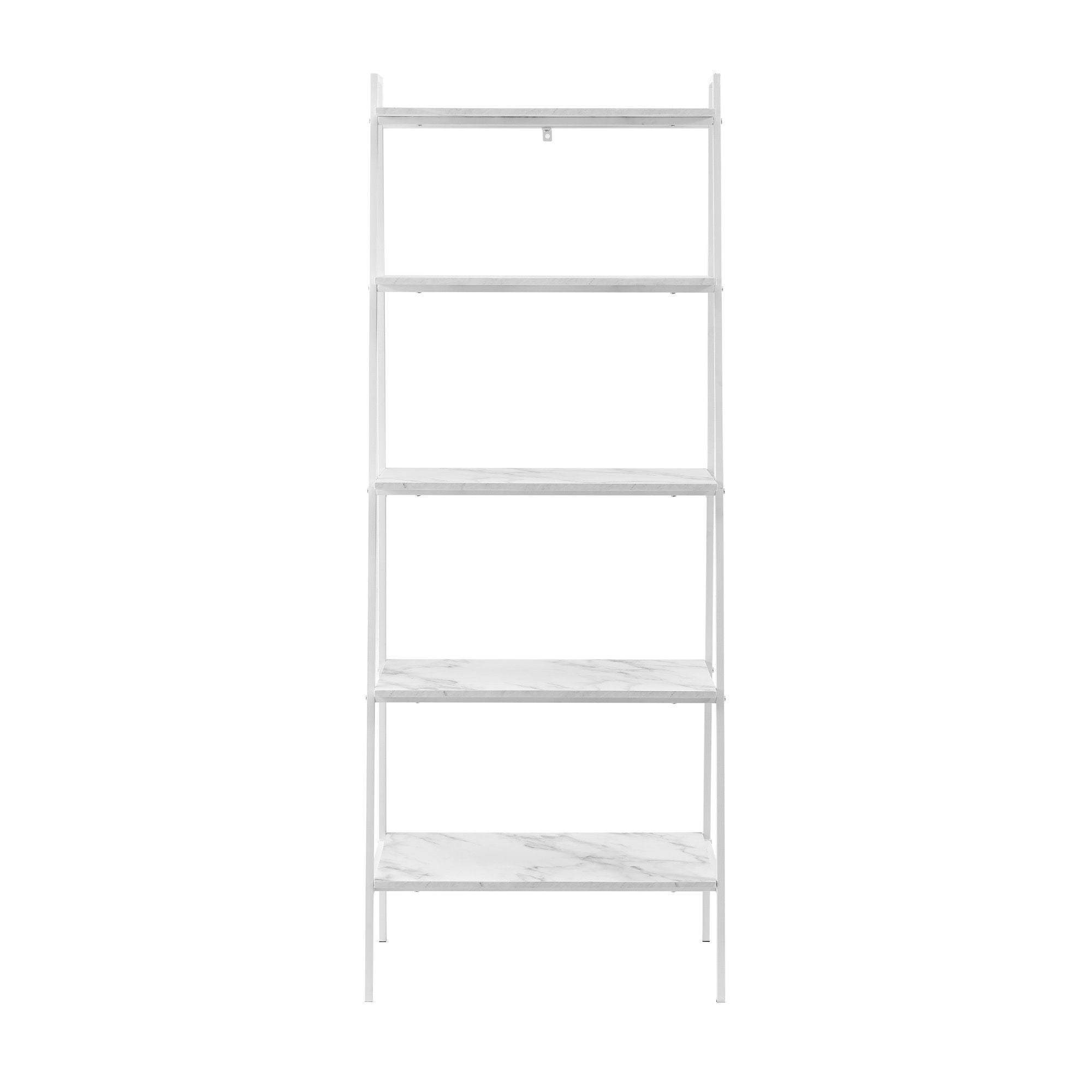 Modern Ladder Bookshelf - White / White