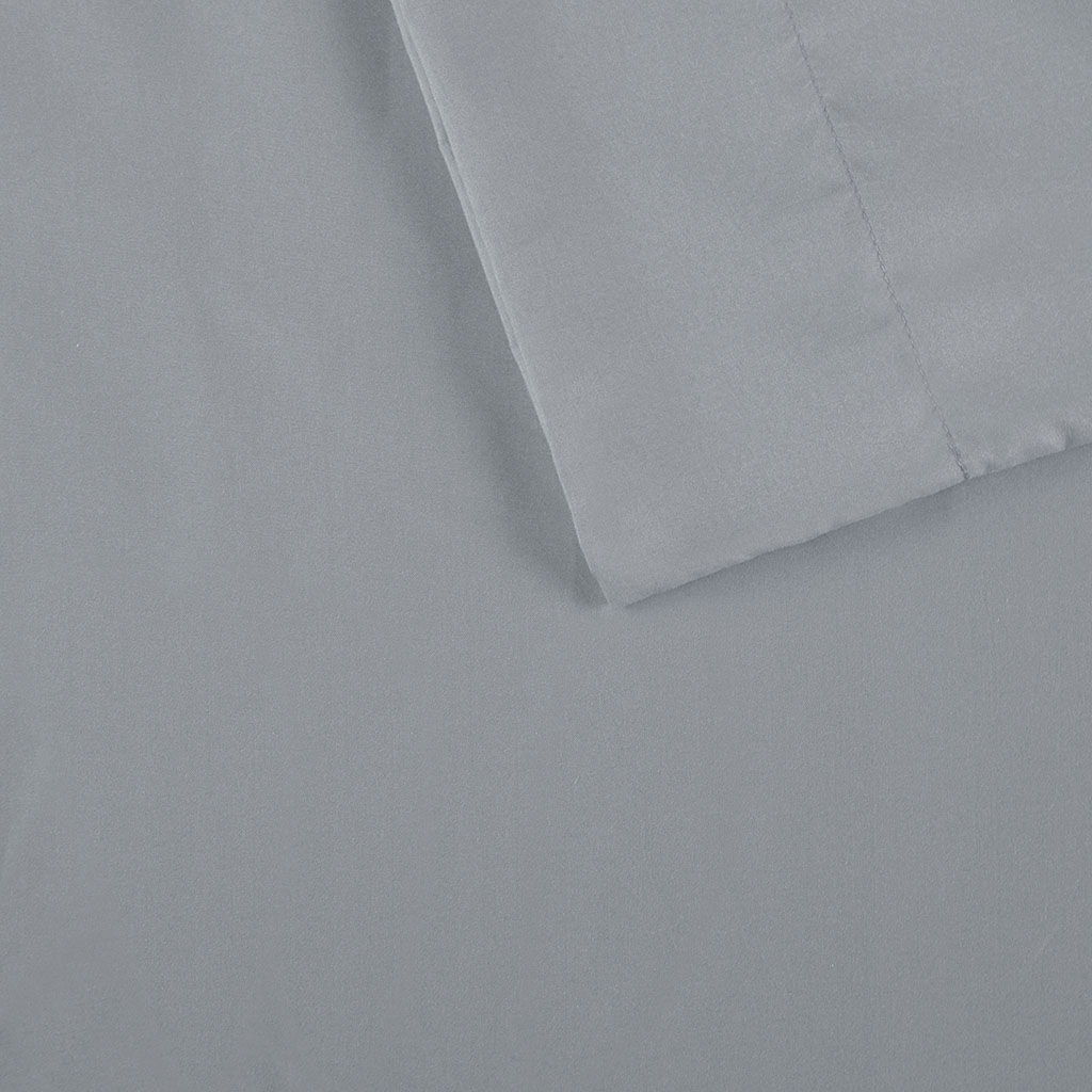 Microfiber - Twin Sheet Set With Side Storage Pockets - Gray