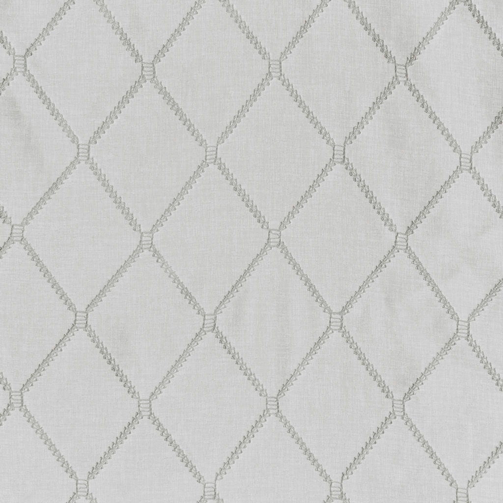 Irina - Diamond Sheer Embroidered Window Scarf - White / Gray