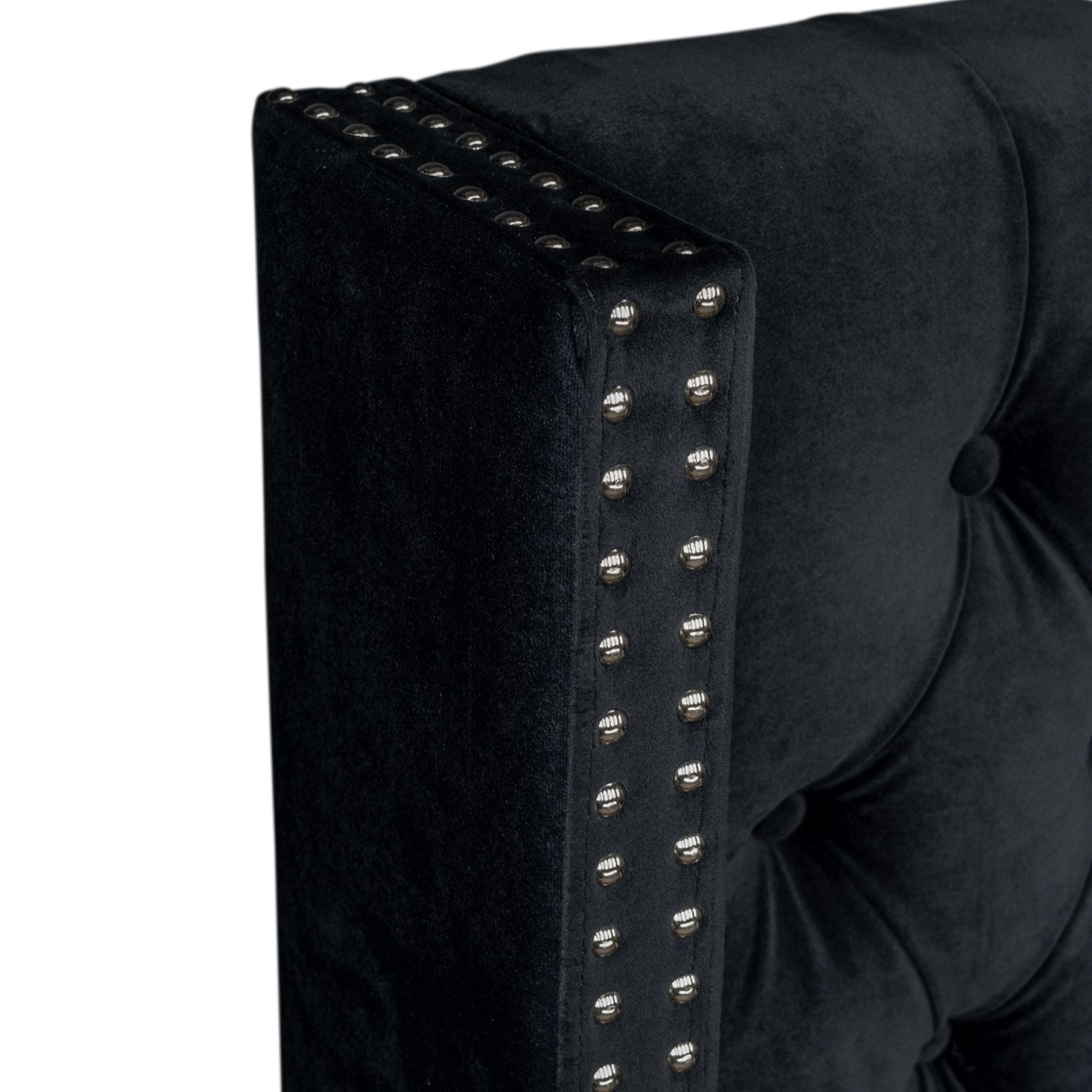Amelia - Upholstered Wingback Headboard With Button Tufting & Nailhead Trim Velvet - Black