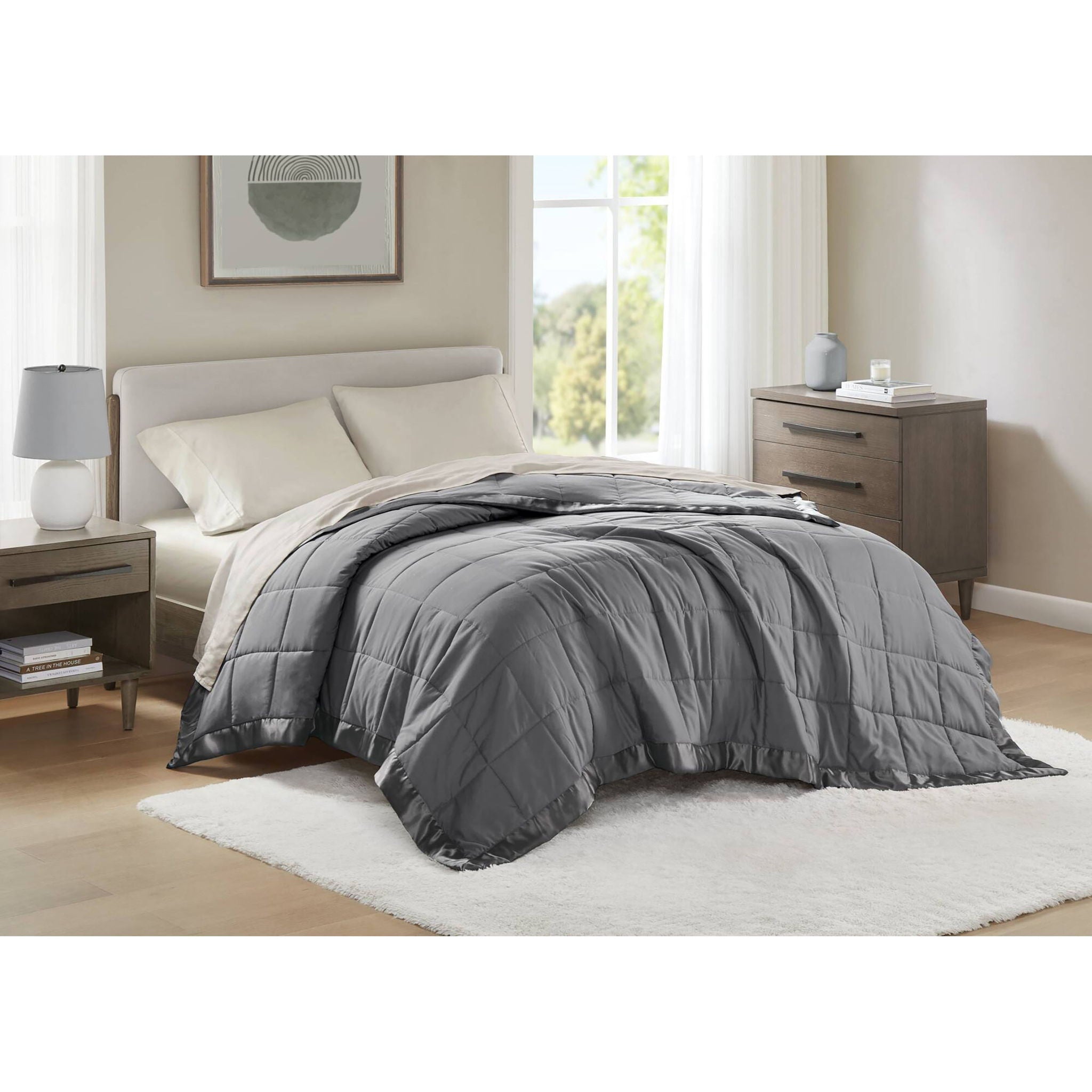 Windom - All Season Hypoallergenic Twin Blanket With 3M Scotchgard - Charcoal