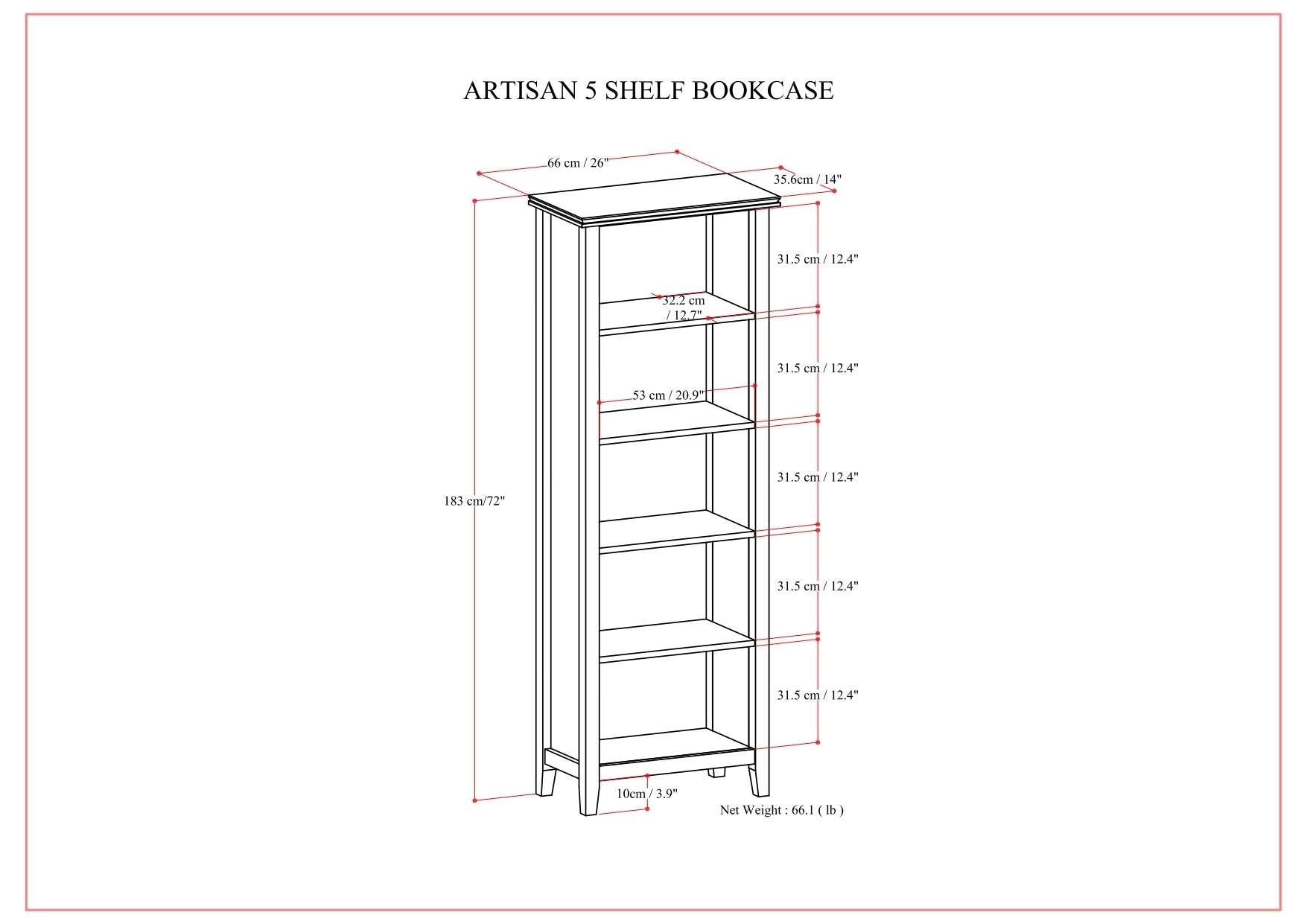 Artisan - 5 Shelf Bookcase - Black