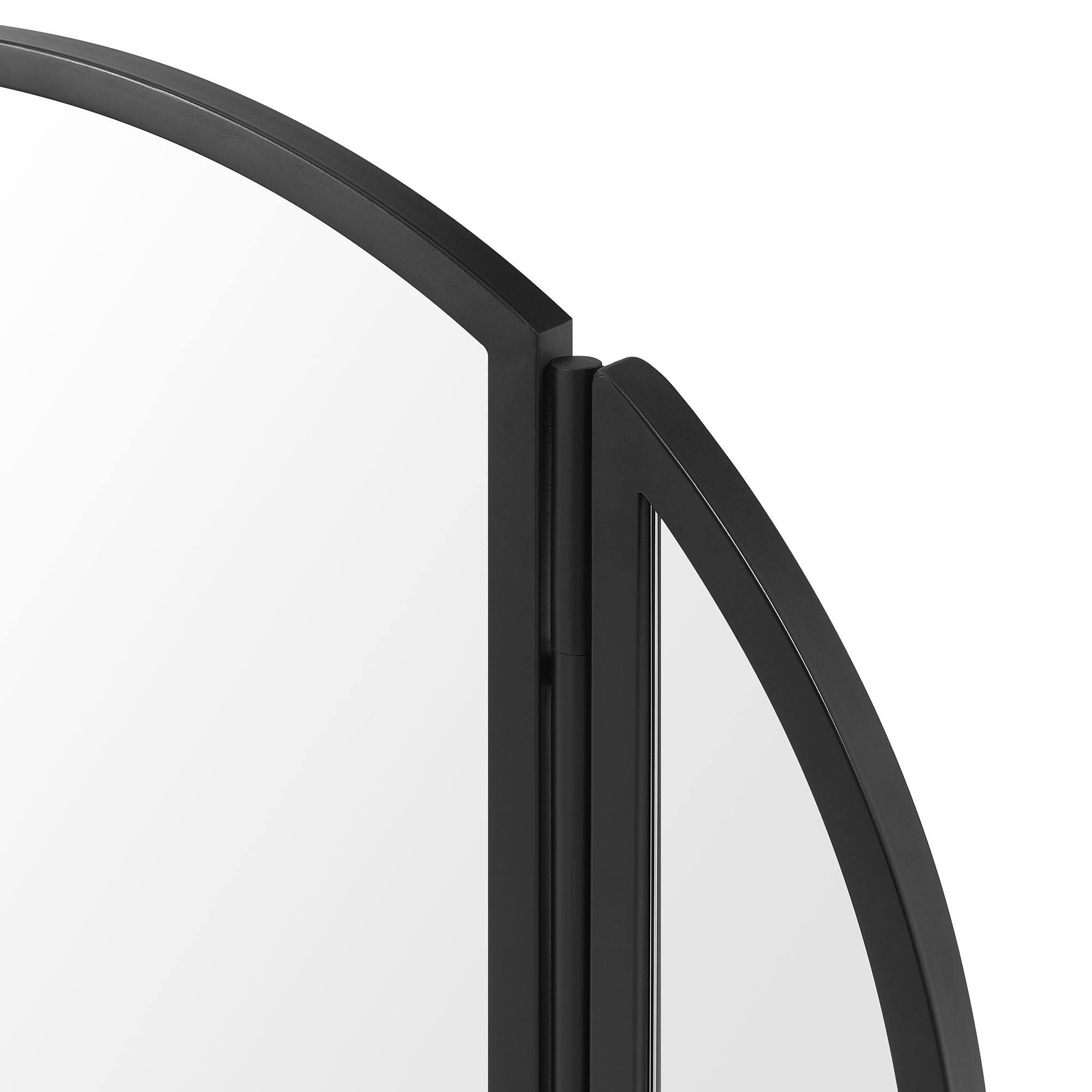 Modern Hinge Round Wall Mirror - Black