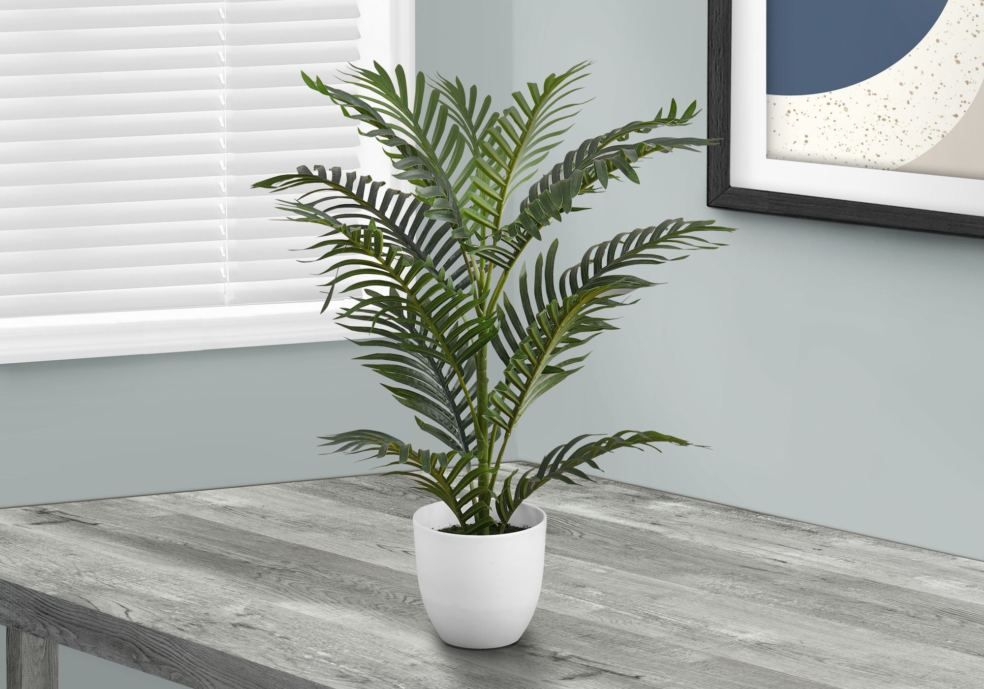 28" Tall, Artificial Plant, Palm Tree, Indoor, Faux, Fake, Floor, Greenery, Potted, Real Touch, Decorative - Green / White