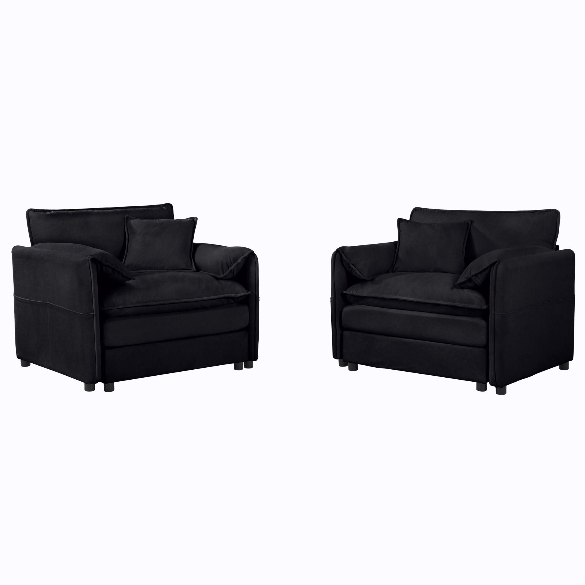Modern Oversized Accent Chair, Comfy Single Sofa With Large Seat (Set of 2)
