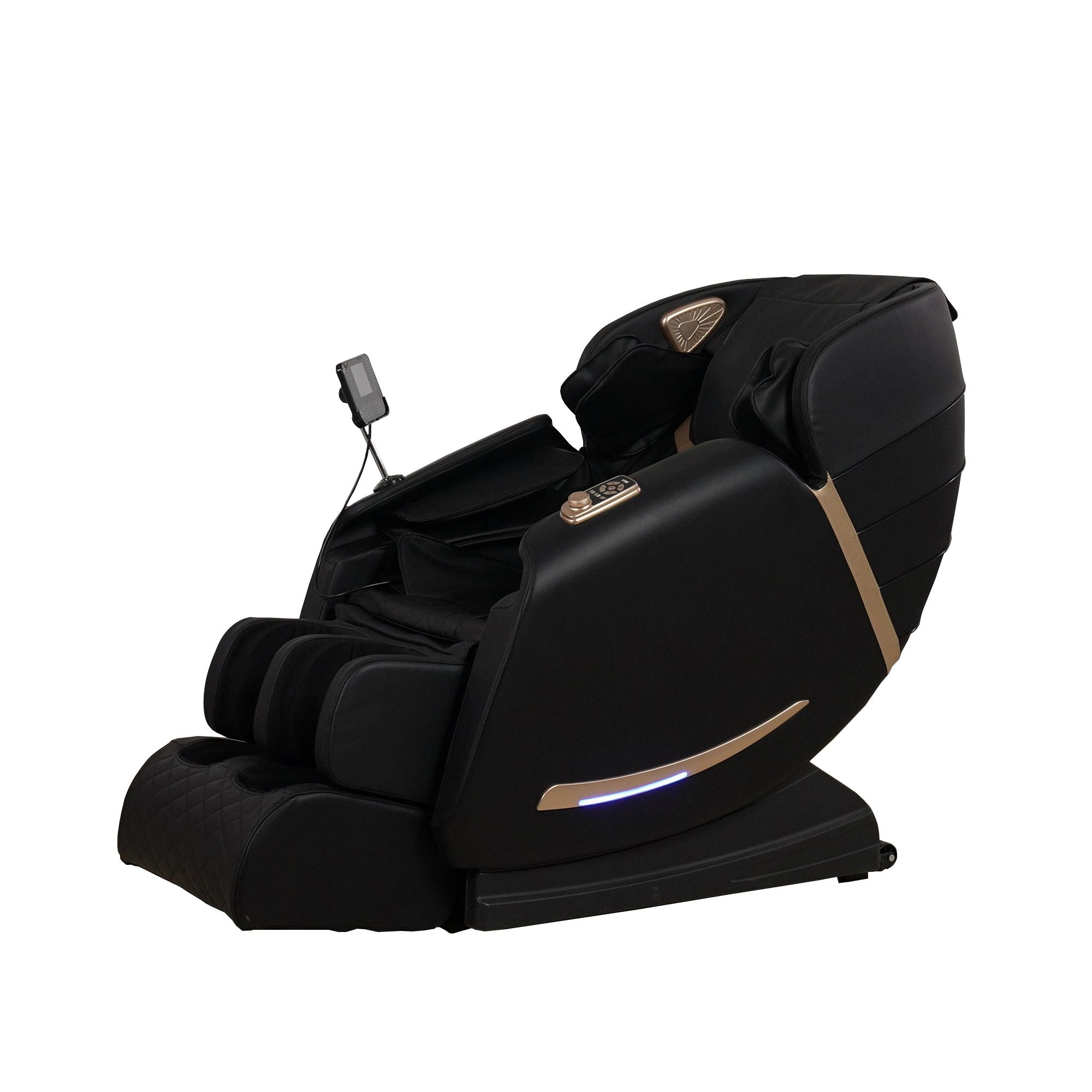 Full Body Massage Chair With Zero Gravity Recliner, With Two Control Panel: Smart Large Screen & Rotary Switch, Spot Kneading And Heating - Black