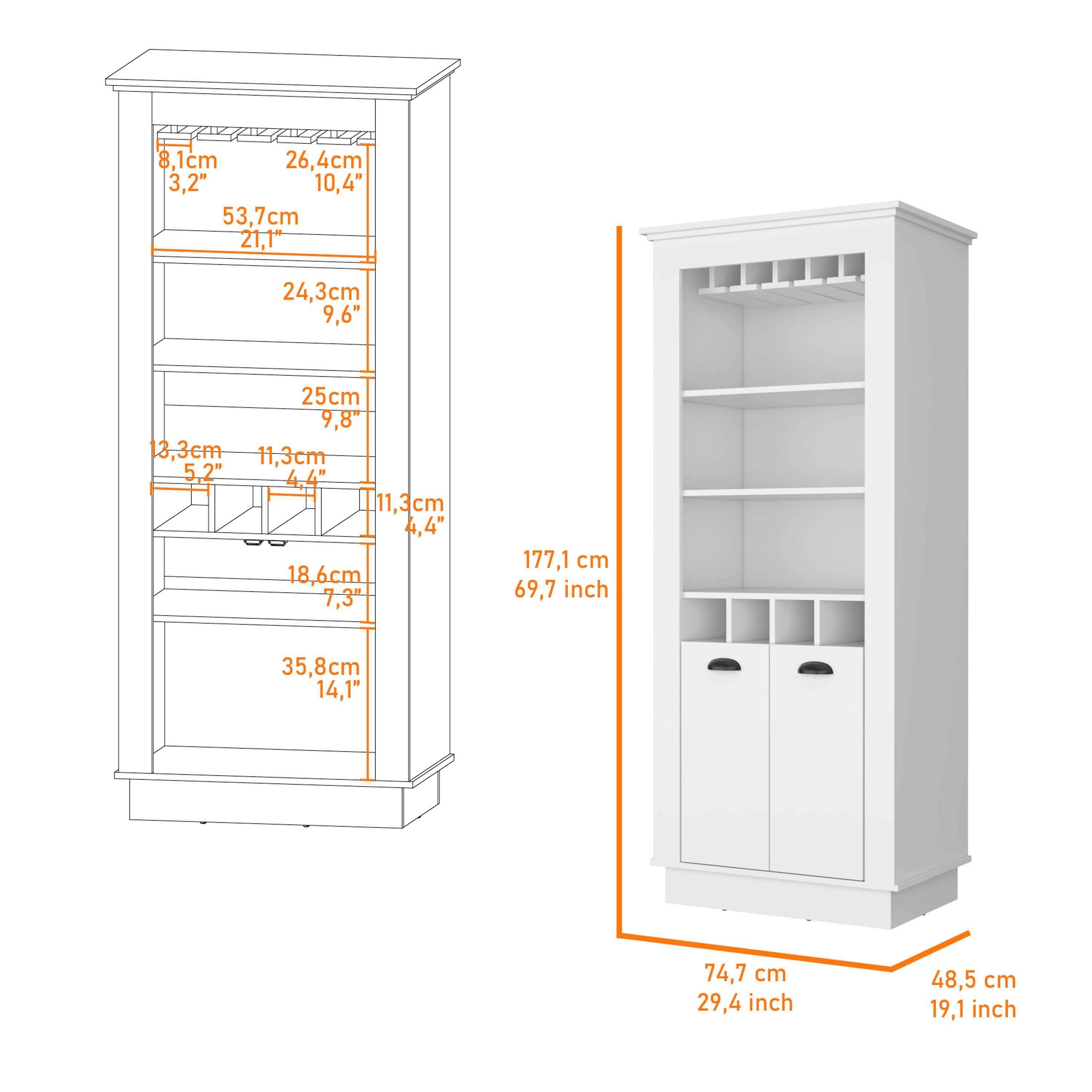 Tyler White 4-Built In Wine Rack Bar Cabinet