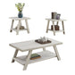 Athens Contemporary Wood Shelf Coffee Table Set in White Finish