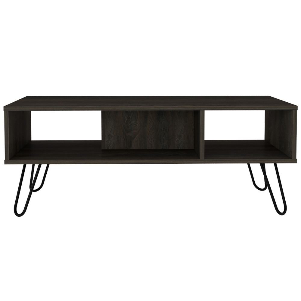 Vassel Coffee Table, Four Legs, Two Shelves, Espresso