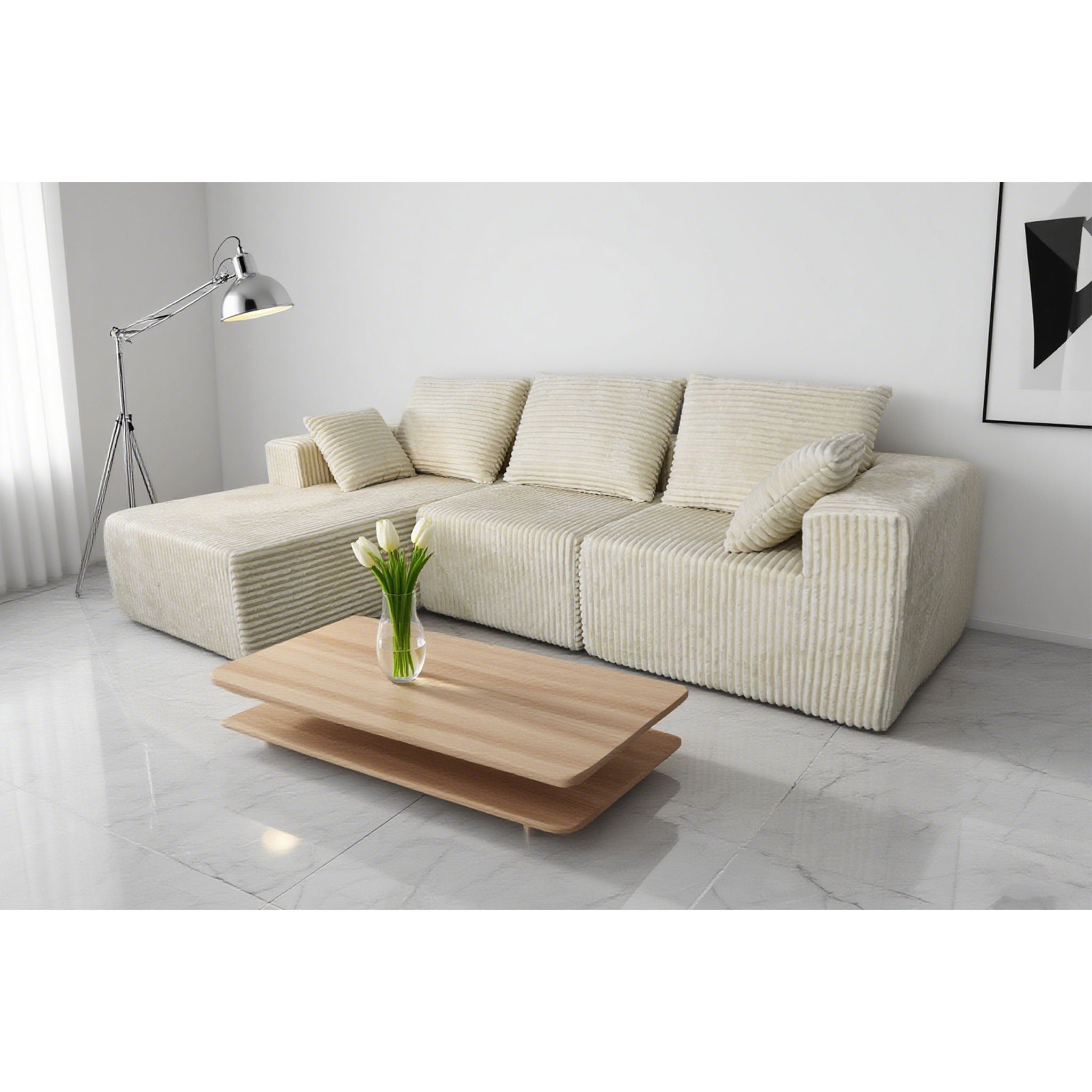 Corner Combination Sofa Sectional Couch With Soft Fabric