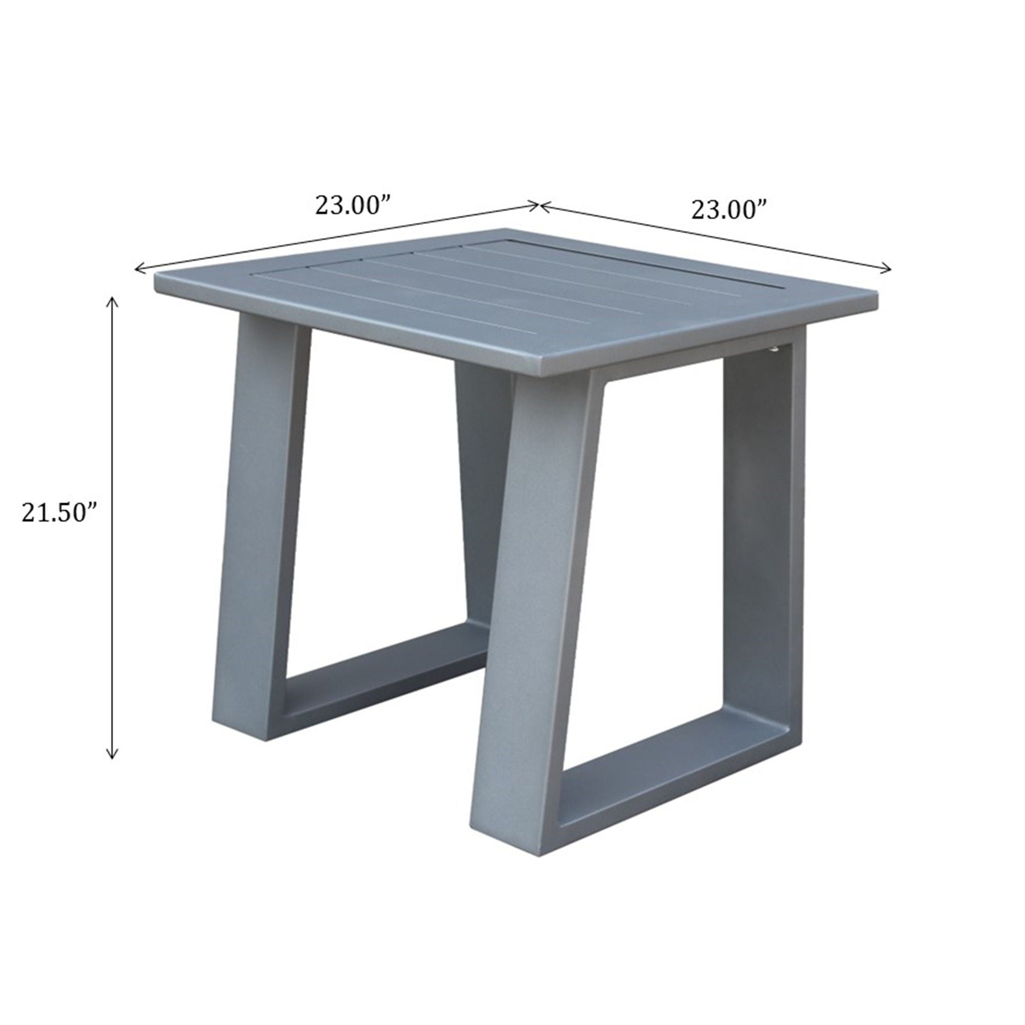 Outdoor Indoor Aluminum Square End Table/Side Table - Powdered Pewter