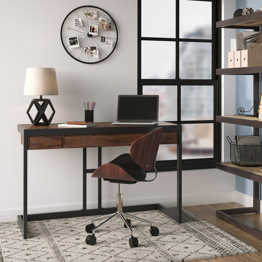 Erina - Small Desk - Distressed Charcoal Brown