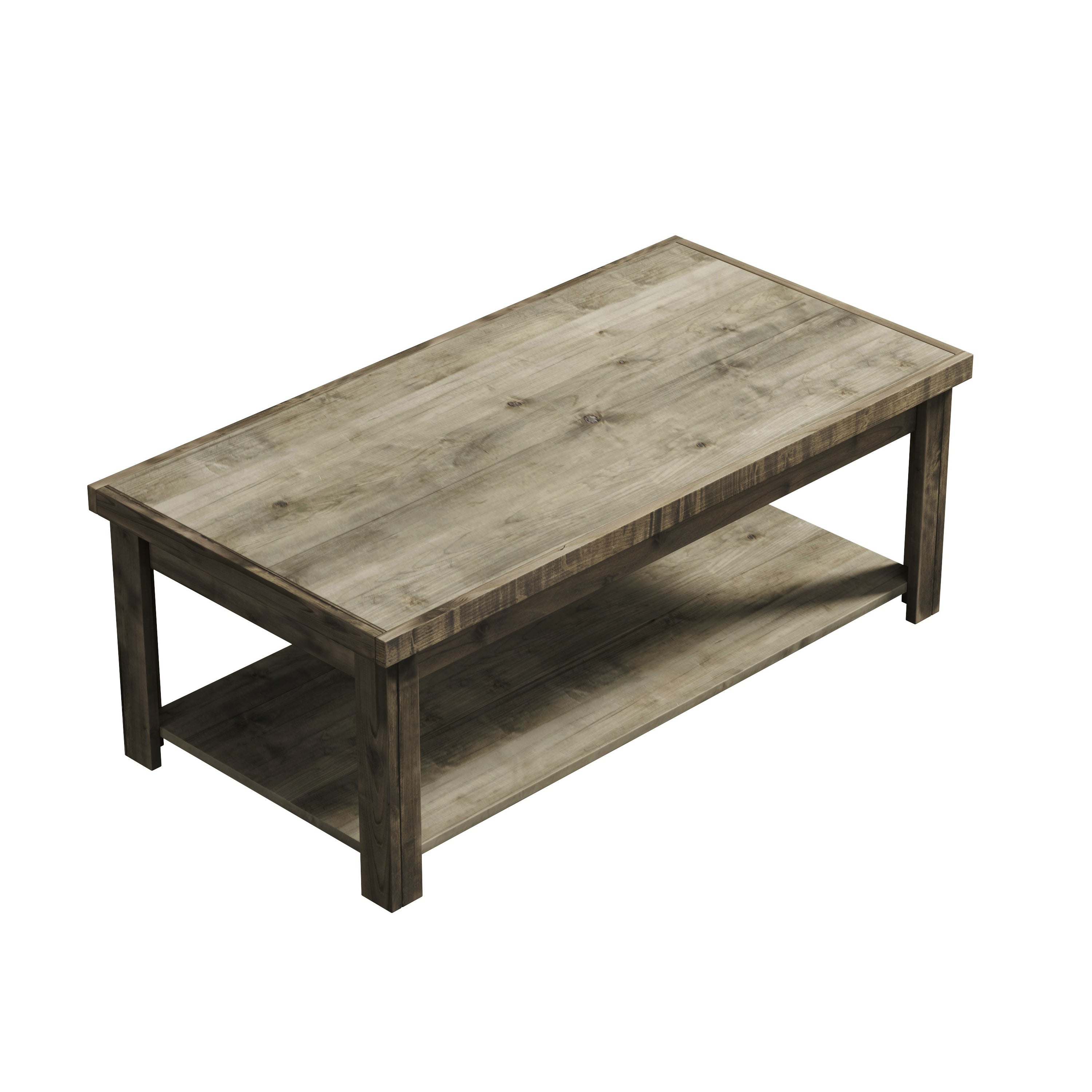 Bridgevine Home Joshua Creek 48 inch Coffee Table, No Assembly Required, Barnwood Finish