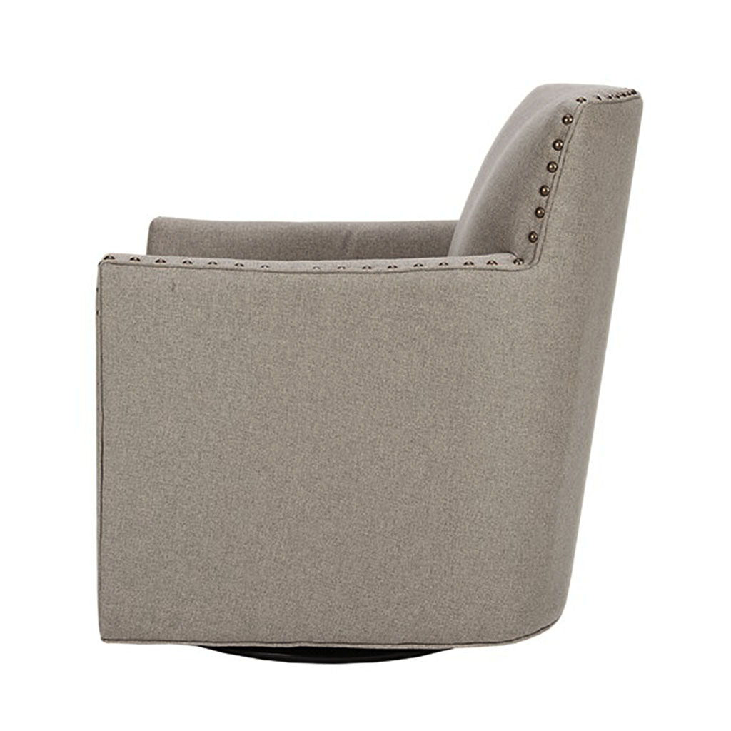 Devrim - Herringbone Texture Swivel Chair - Natural
