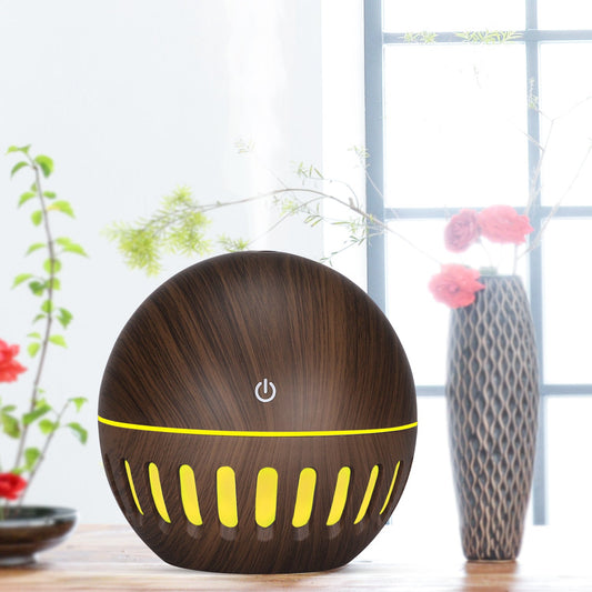 New Wood Grain Hollow Humidifier USB Home Office Desk Small Air Purifier