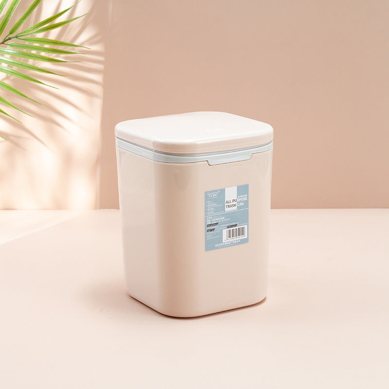 Desktop Mini Cute With Lid Trash Can Office Household Press-Type Simple Nordic Style Student Paper Basket Storage Box