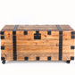 Trunk Table with four wheel Large capacity storage Coffee table, NaturalReclaimed Wood /Black Metal