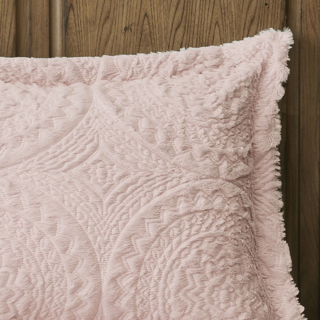 Arya - Embroidered Medallion Ultra Comforter Mini Set - Blush