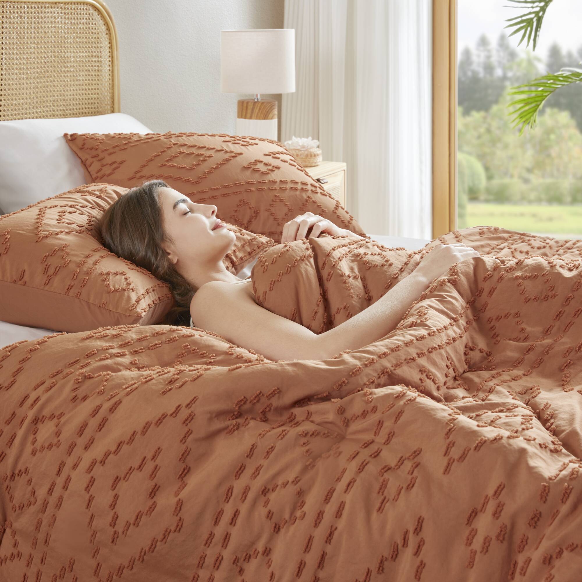 Gigi - Twin/Twin Long Comforter Mini Set - Terracotta