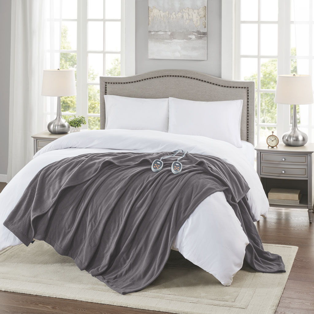 Electric Micro Fleece - Queen Heated Blanket - Gray
