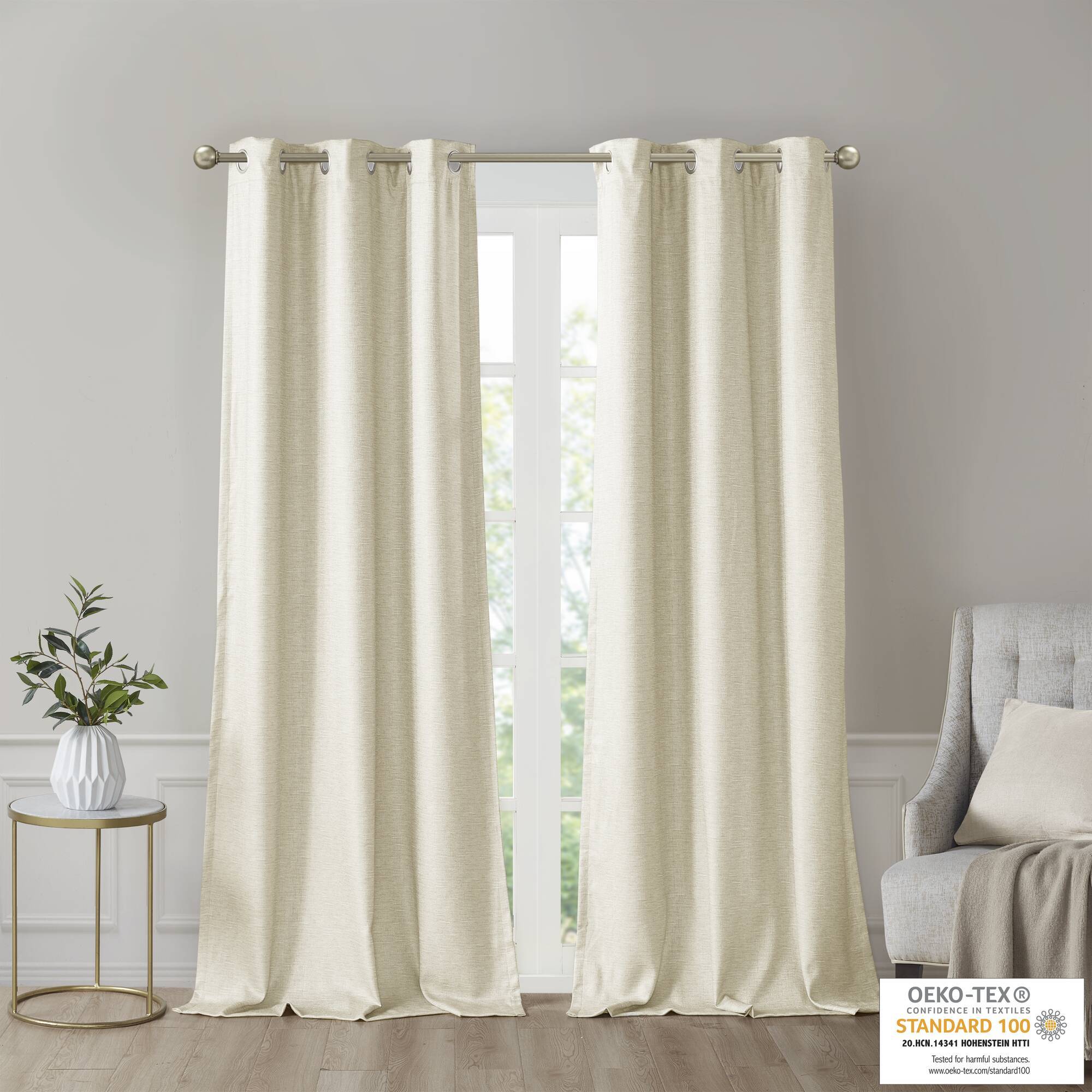Como - 95" Tonal Printed Total Blackout Window Panel Pair - Ivory