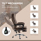 Vinsetto Microfiber Office Chair, High Back Computer Chair with 6 Point Massage, Heat, Adjustable Height and Retractable Footrest, Coffee