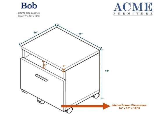 ACME Bob File Cabinet in Weathered Oak & Black 92398