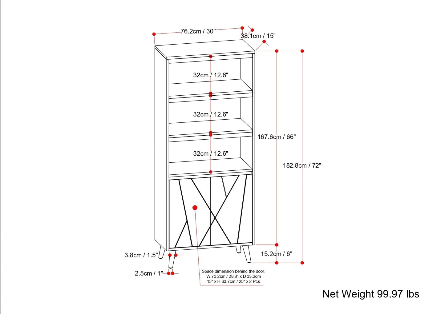 Jager - Bookshelf with Doors - Natural