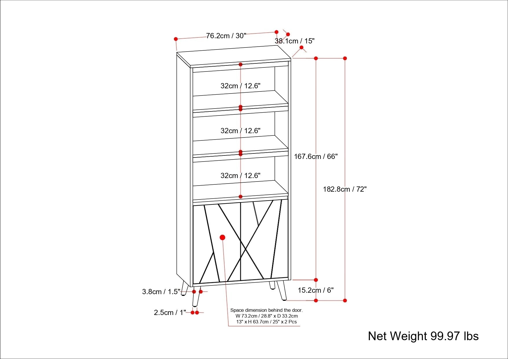 Jager - Bookshelf with Doors - Natural