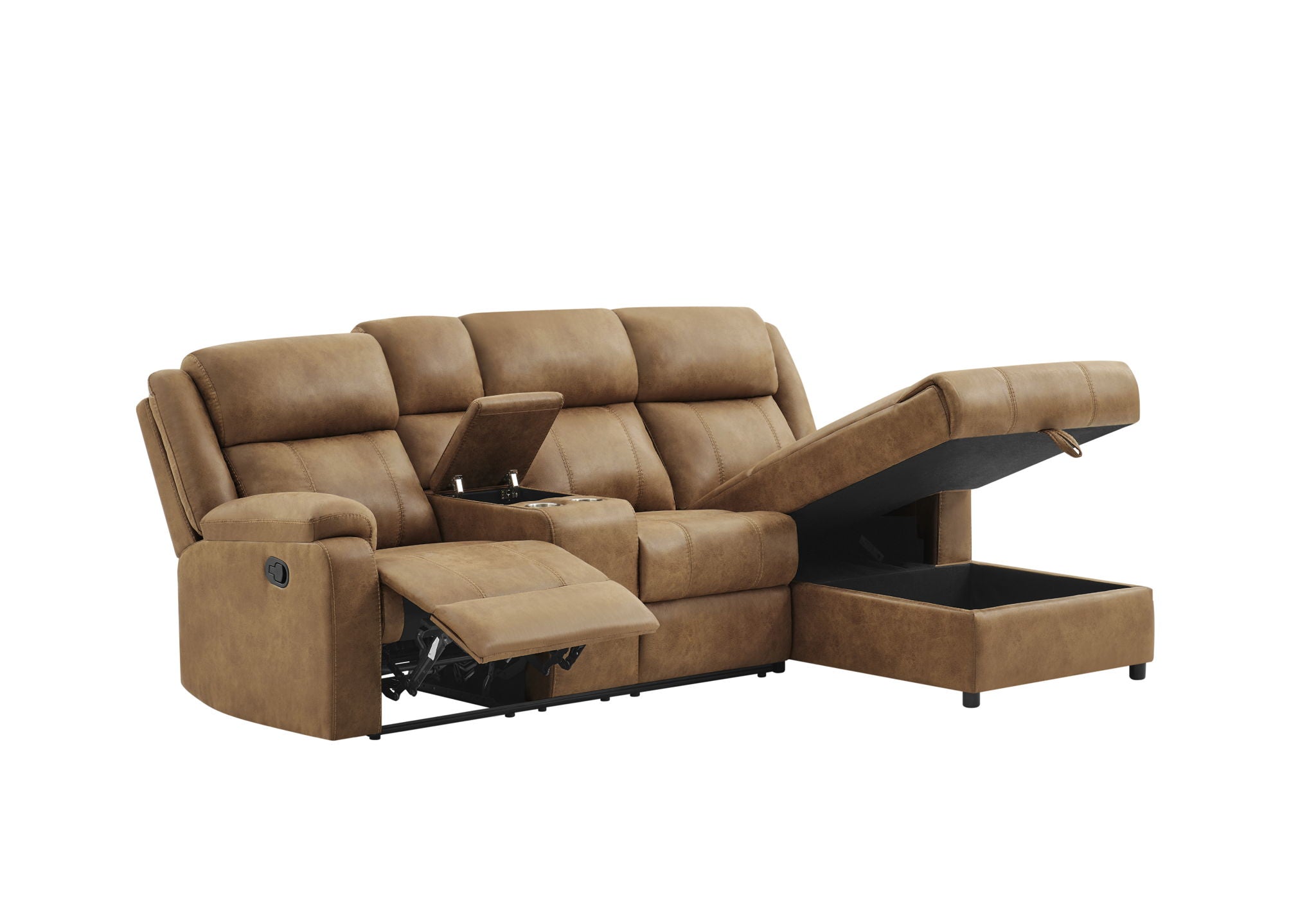 U6980 - LAF Console Reclining Loveseat With 1 Recliner - Brown