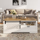 Wholesale Modern Small Coffee Table White Wood Living Room Sofa Side End Tables With Barn Door Drawer Storage