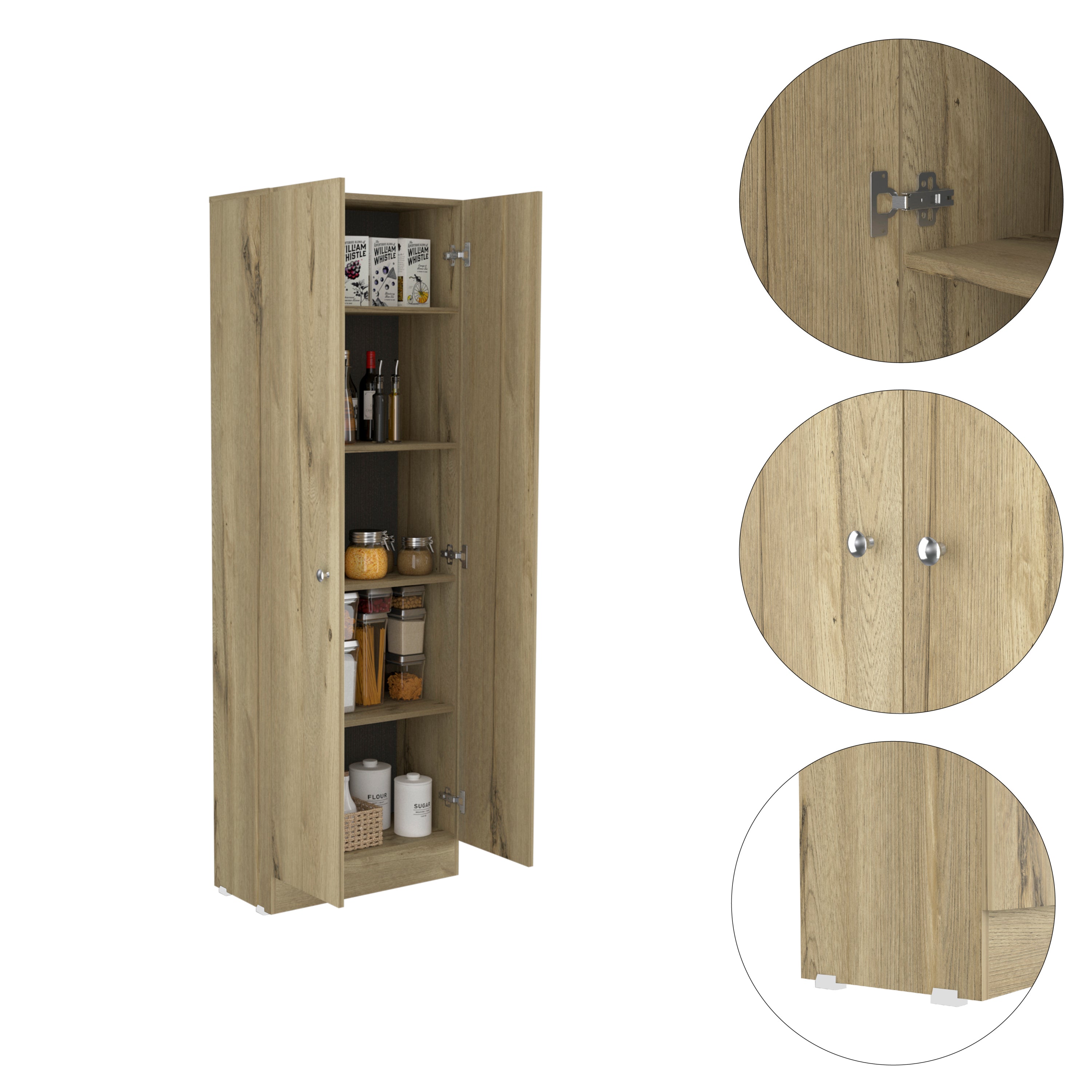 Buxton Rectangle 2-Door Storage Tall Cabinet Light Oak and Black Wengue