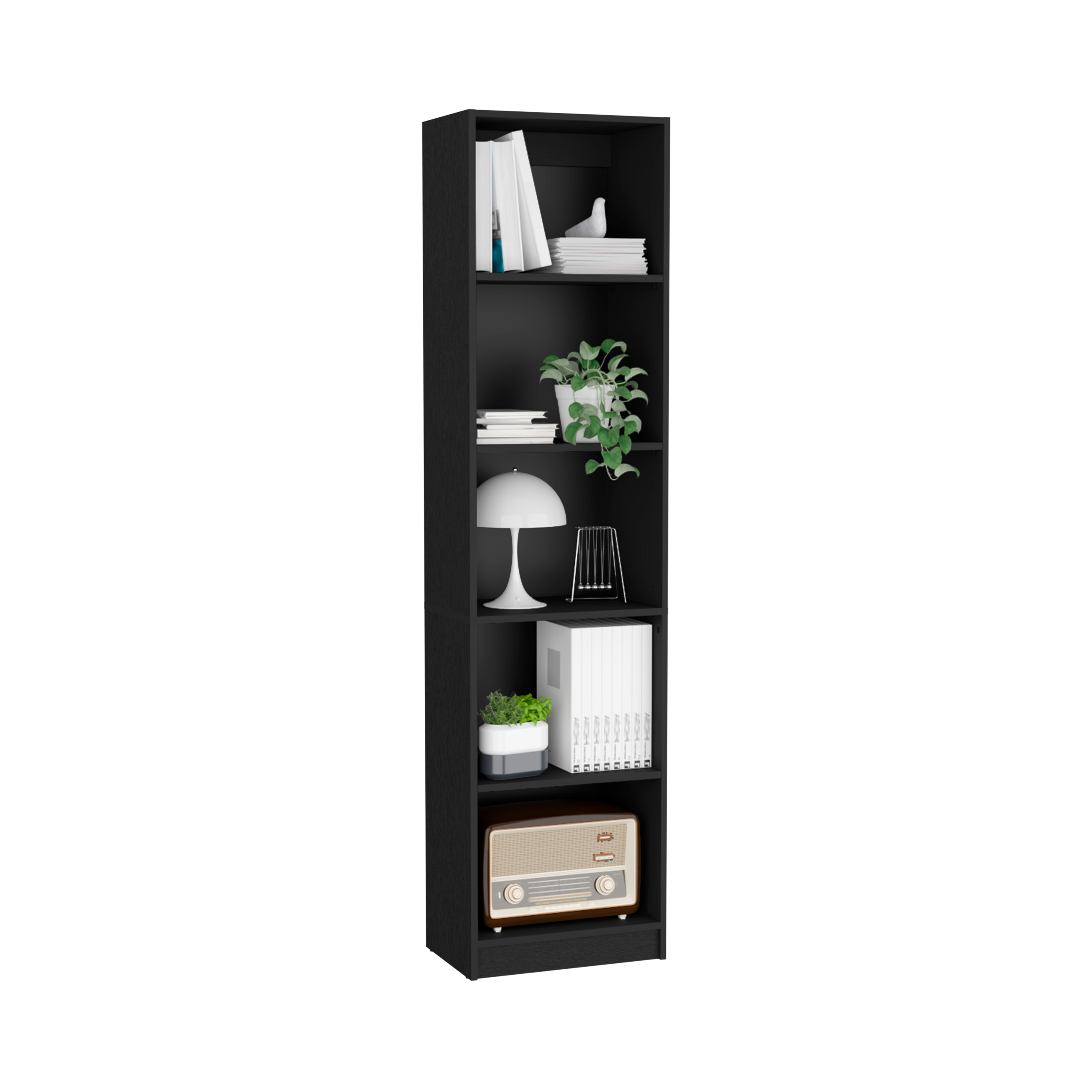 DEPOT E-SHOP Vinton XS Bookcase Compact Bookshelf with Multiple Shelves, Black