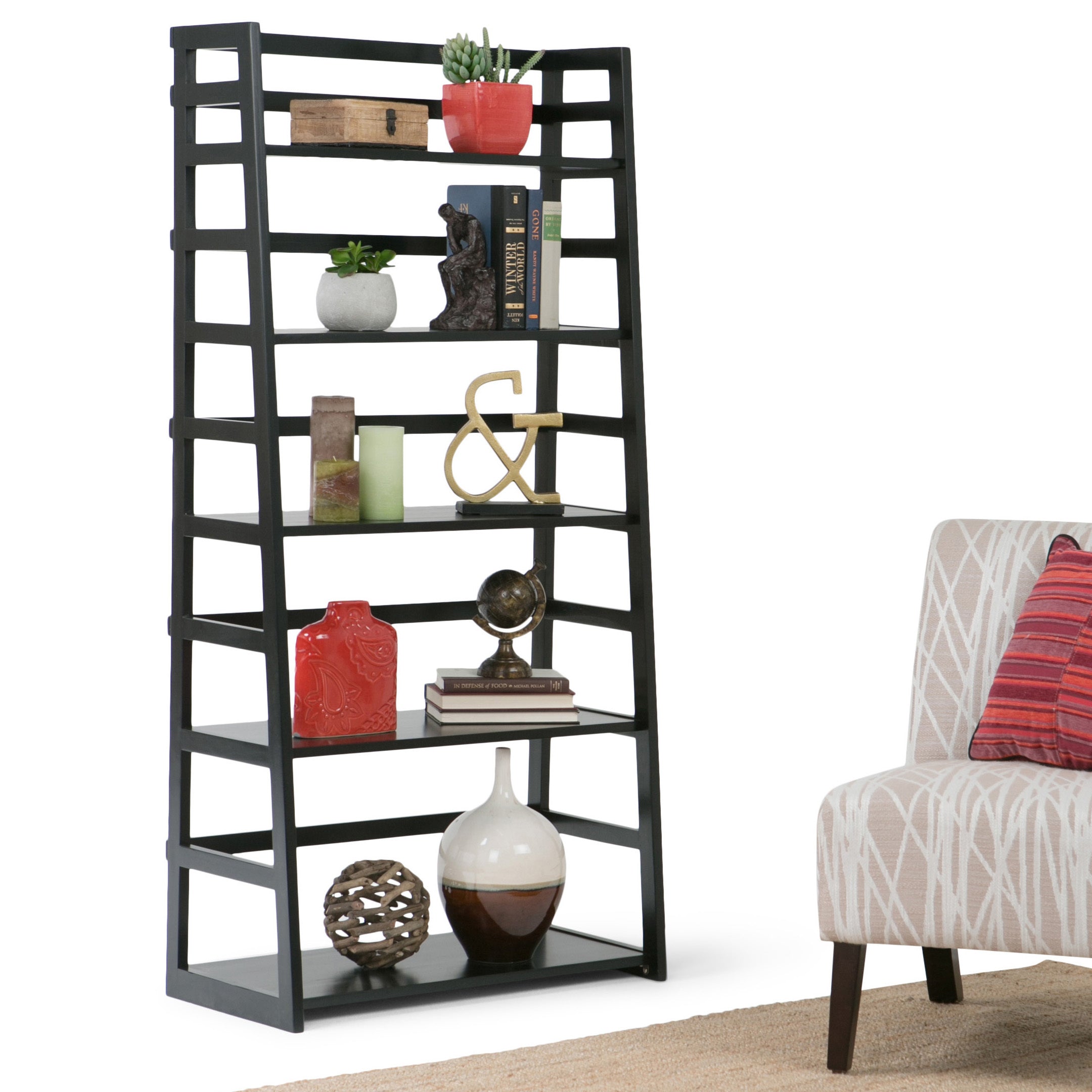 Acadian - Ladder Shelf Bookcase - Black