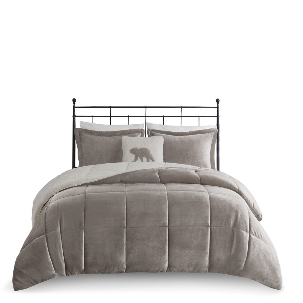 Alton - King Down Alternative Comforter Set - Gray / Ivory