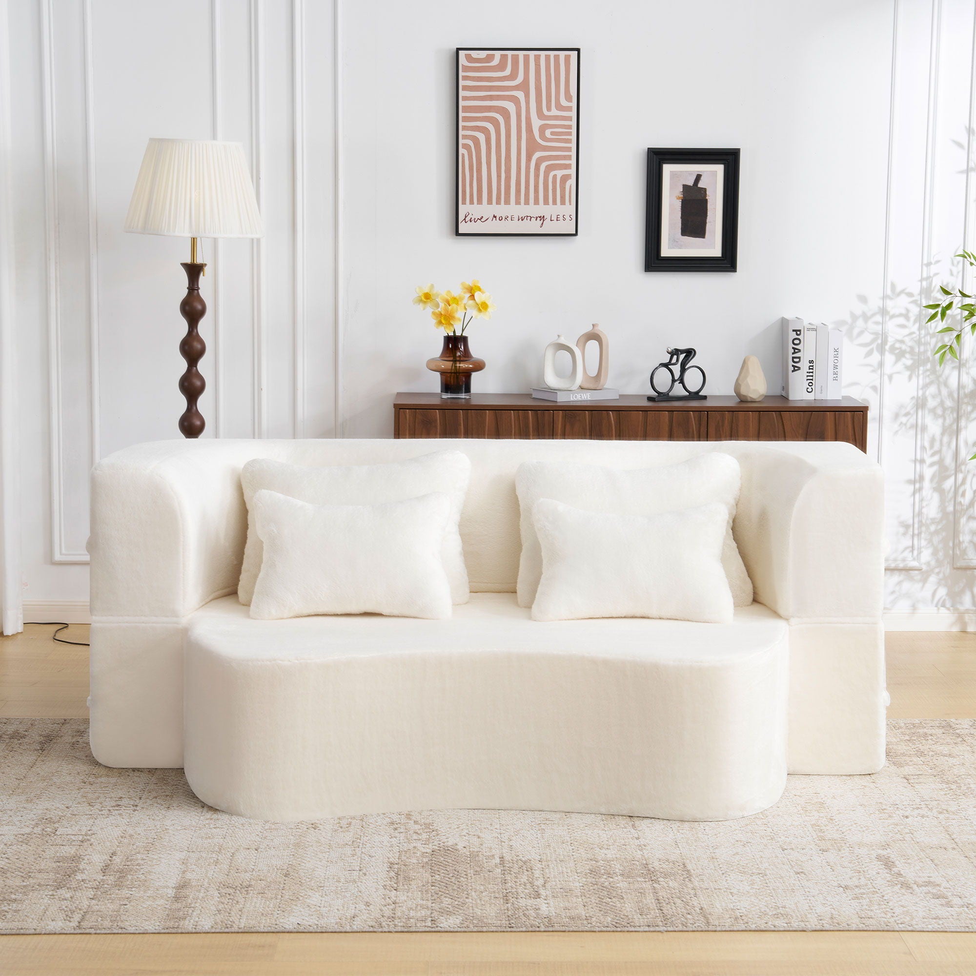 Modern Floor Sofa With 4 Pillows