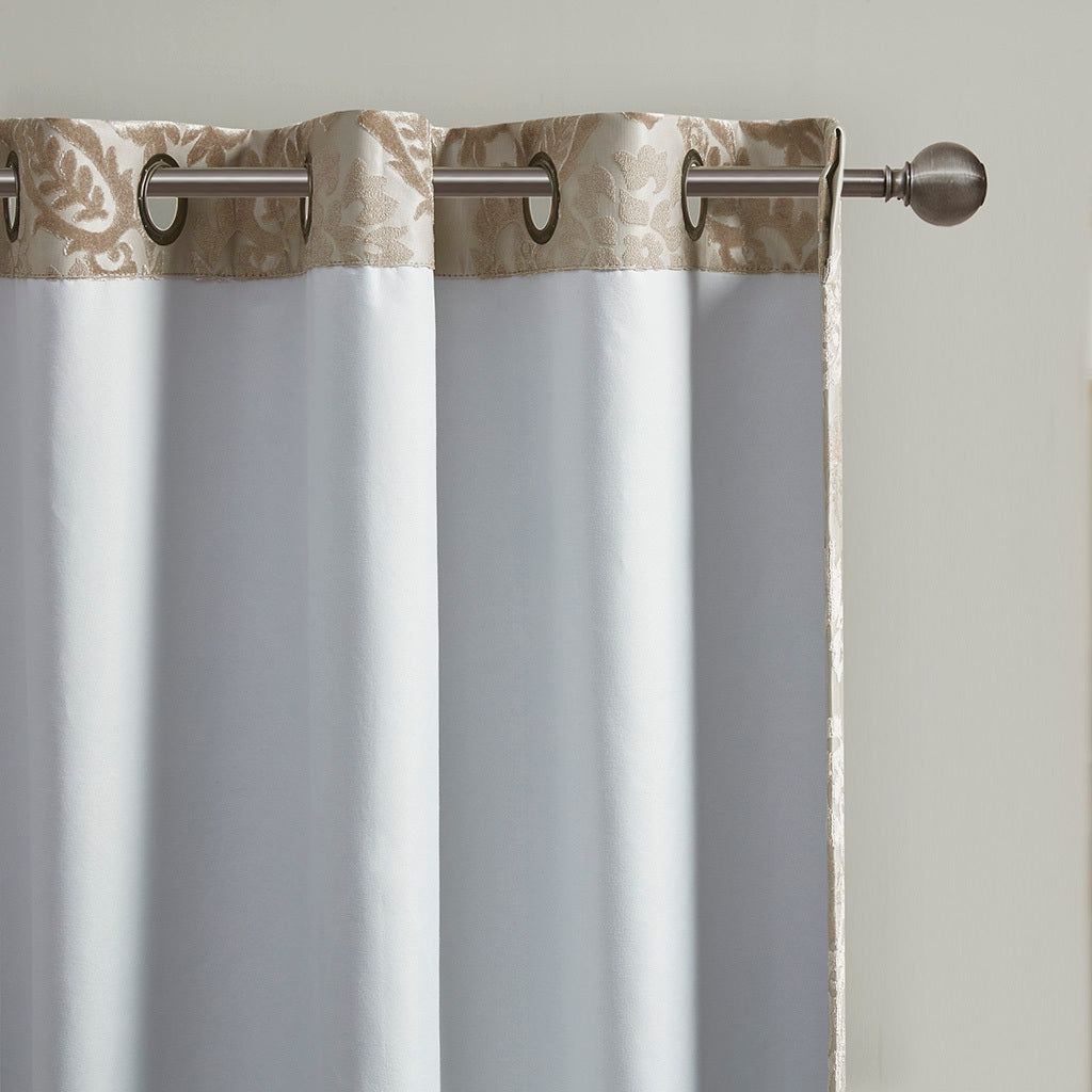 Knitted Jacquard Paisley Total Blackout Grommet Top Curtain Panel